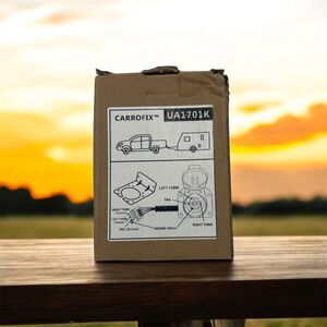 4-Way Flat To 7-Way Round RV Blade Plug Wiring Adapter Trailer Hitch w/ Bracket